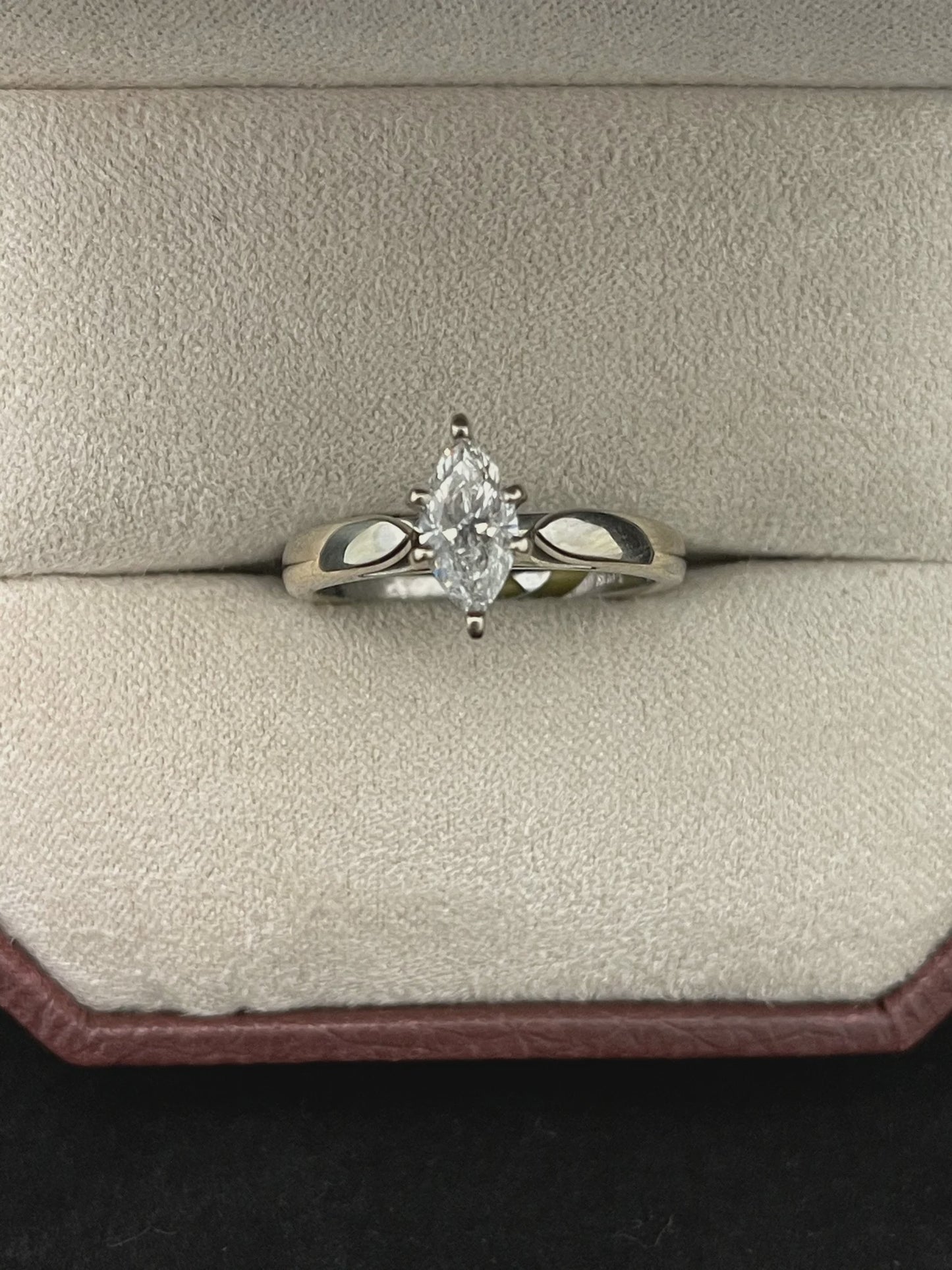 1.00CT Marquis Cut Diamond Solitaire 14KT White Gold Ring