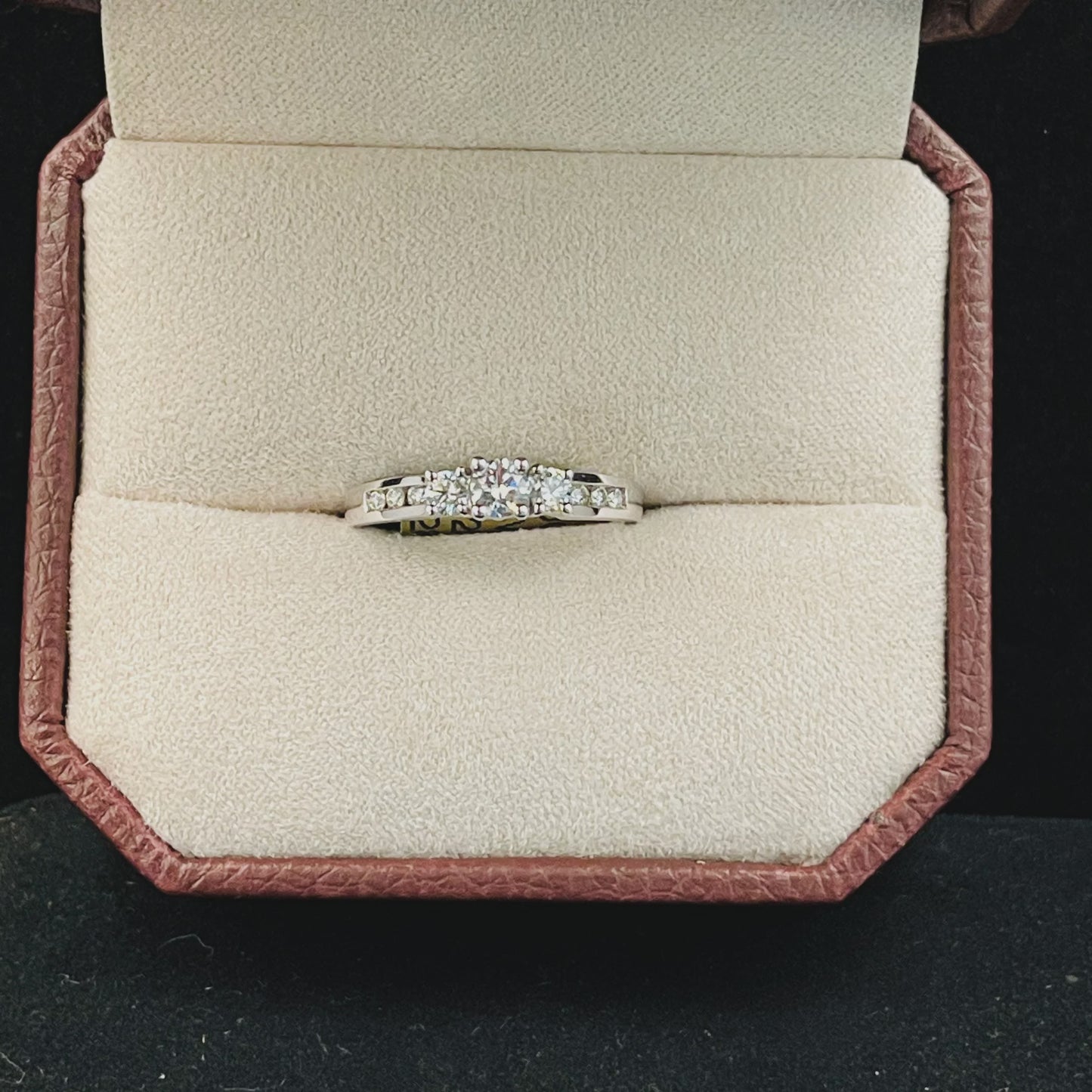 0.50CTW Round Brilliant Cut Diamond 14KT White Gold Past Present Future Style Engagement Ring with Channel Set Diamonds