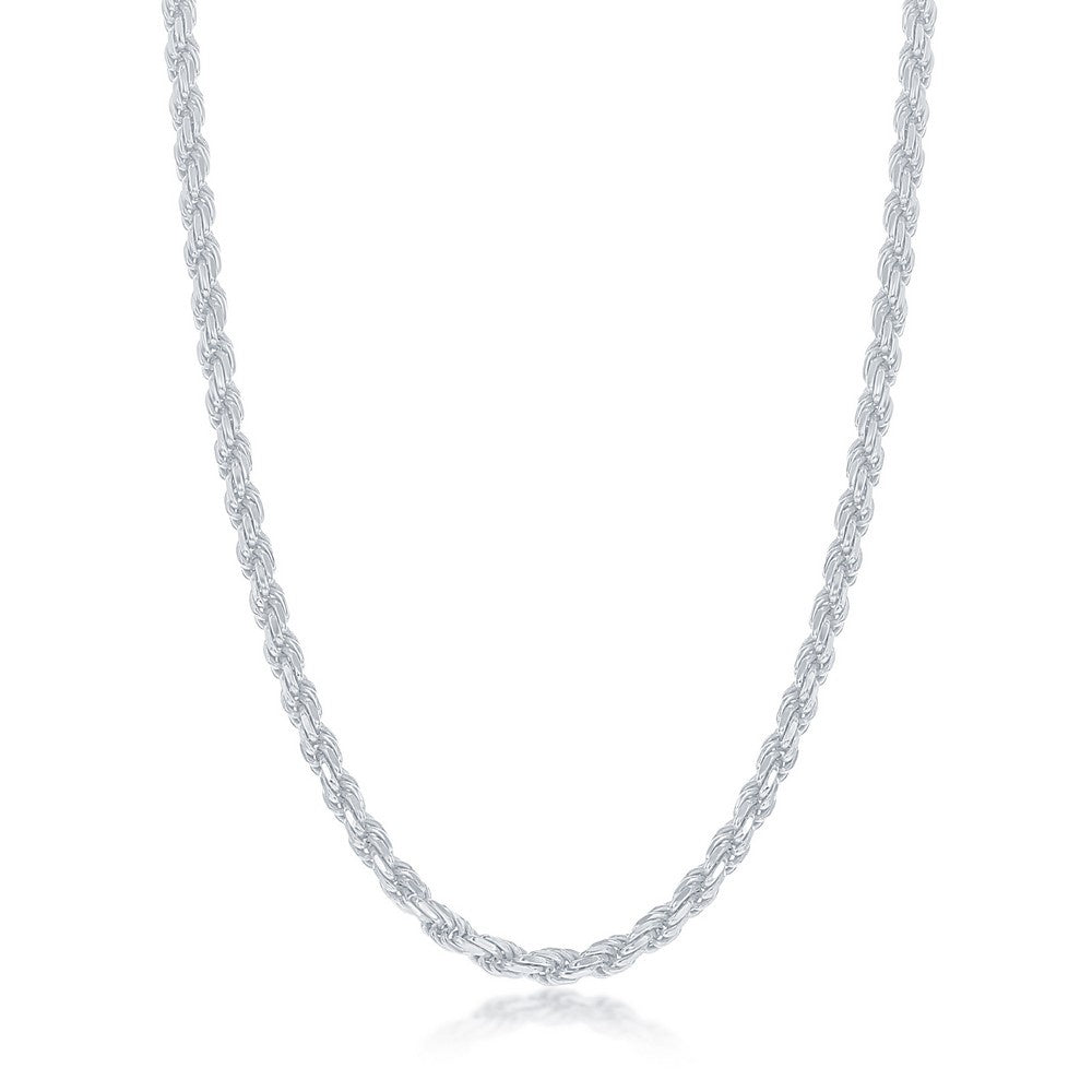 Sterling Silver Diamond Cut Rope Link Chain