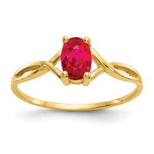 Oval Red Ruby 10KT Yellow Gold Ring