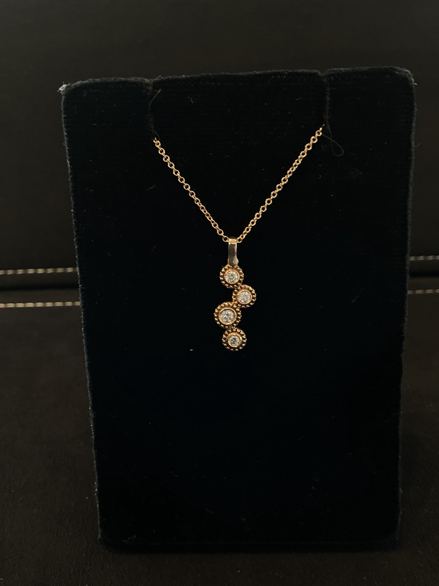 .16 CTW 4-Round Brilliant Cut 14KT Rose Gold Diamond Drop Pendant Necklace 18" Chain
