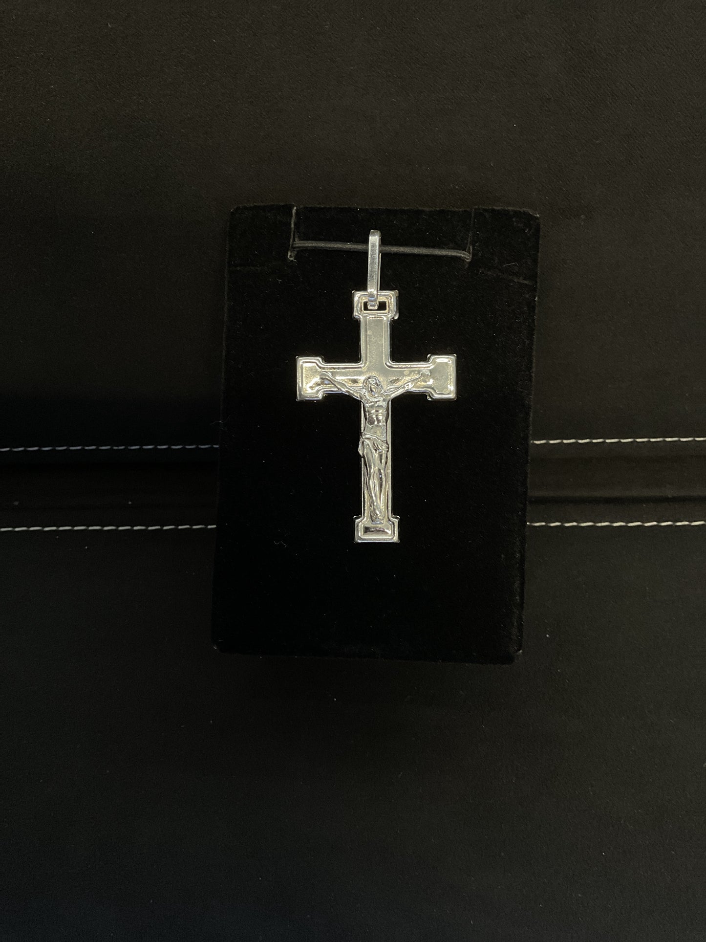 Sterling Silver Squared Edge Polished Crucifix Pendant