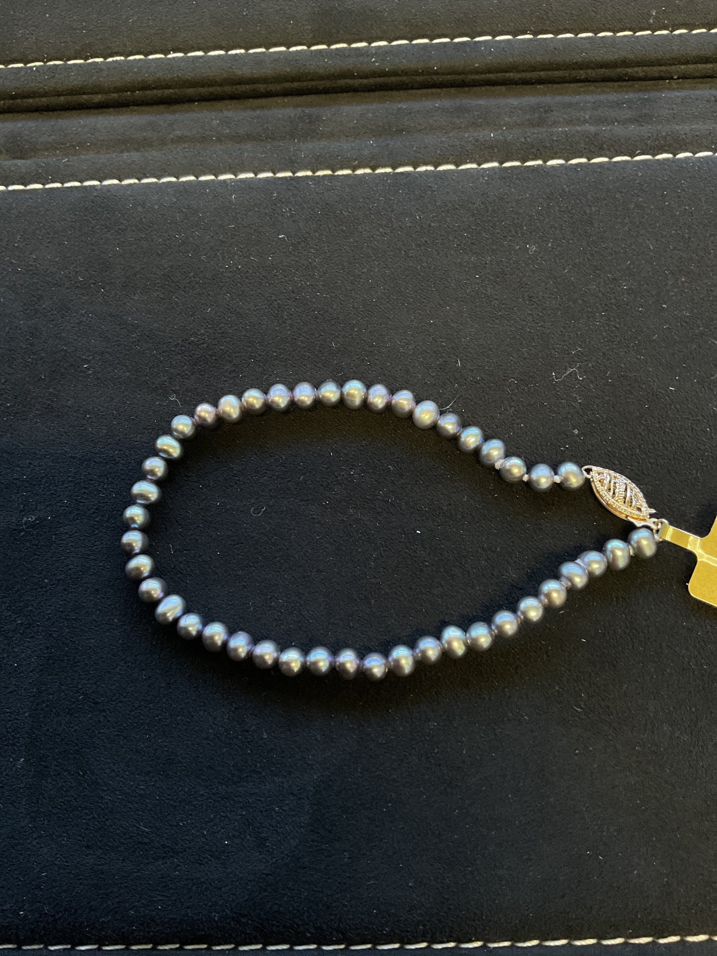 Black Fresh Water Pearl Bracelet with 14KT Yellow Gold Catch