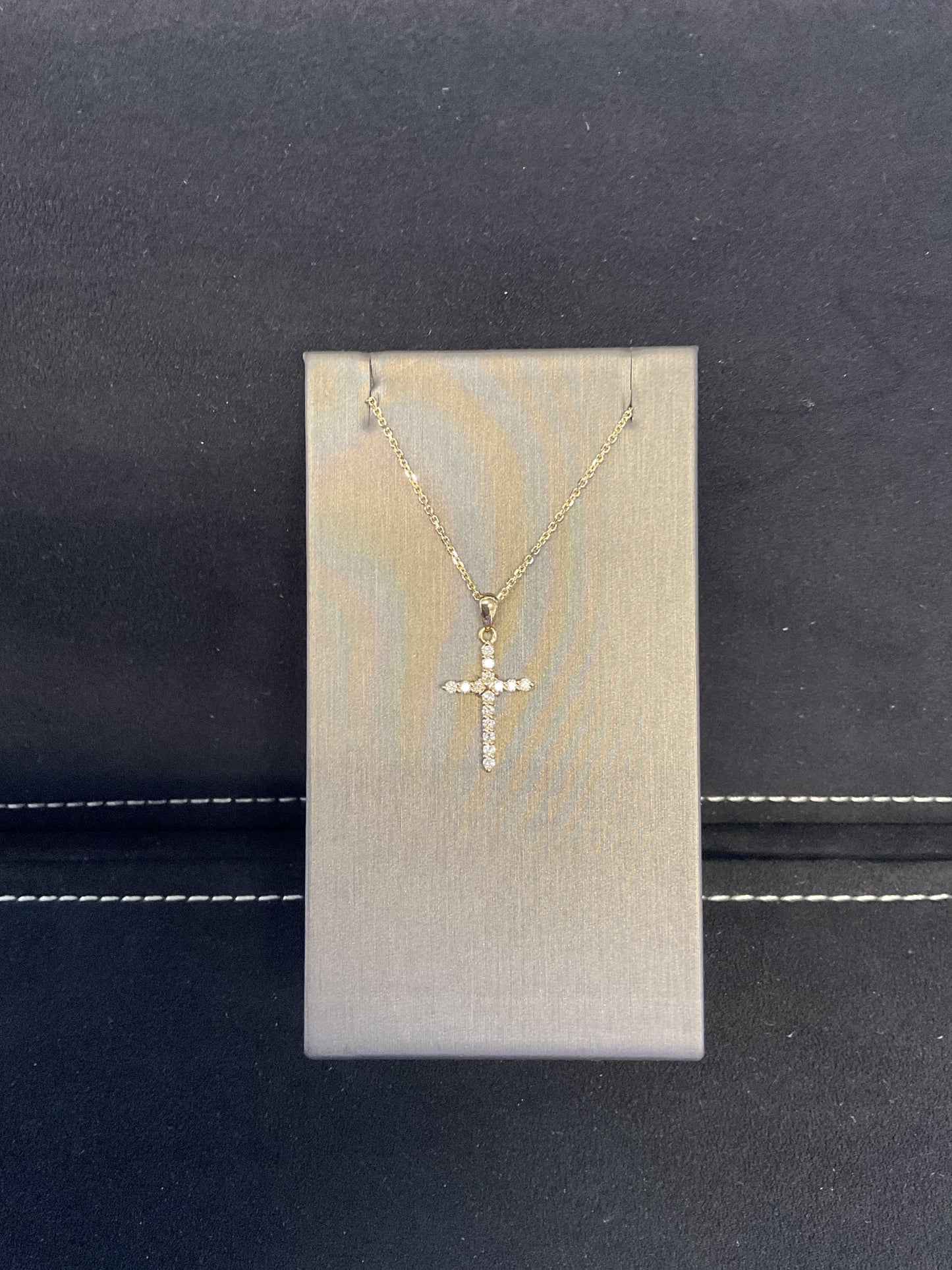 0.25CTW Round Diamond 14KT Yellow Gold Cross Necklace with 18" Cable Chain