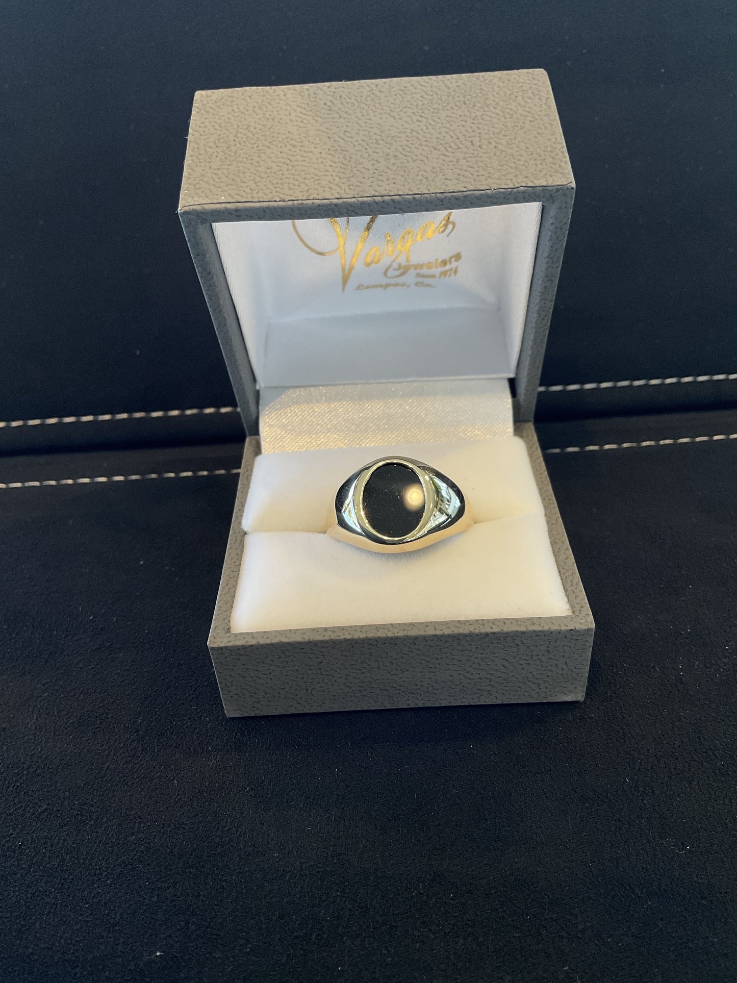 Oval Cut Bezel Set Onyx 10KT Yellow Gold Ring