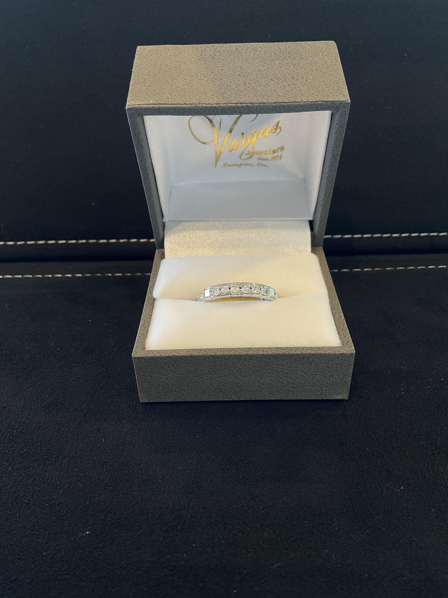 0.75CTW Asscher Cut Bezel Set Prong Shared 14KT White Gold Band