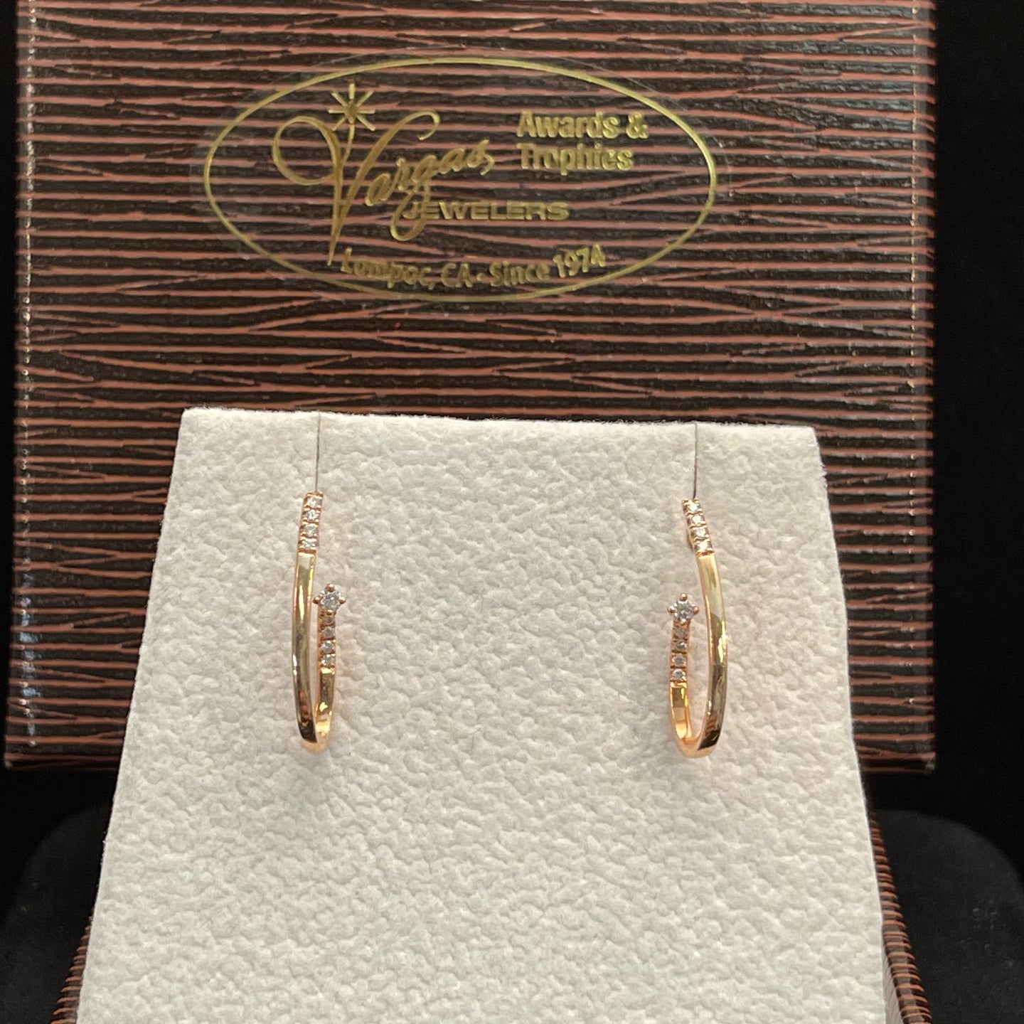 Rose Gold Diamond Hook Earrings A5799