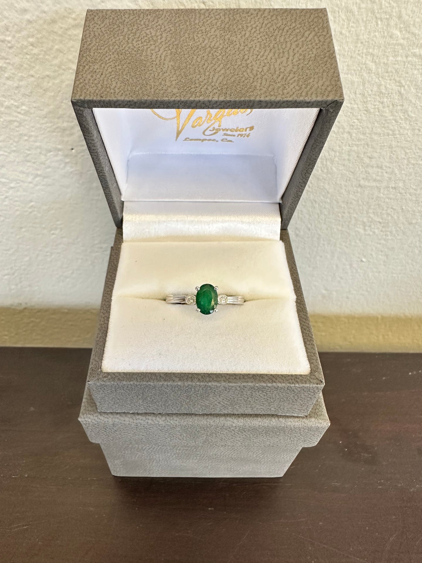 Oval Emerald with Diamond Accent Ring