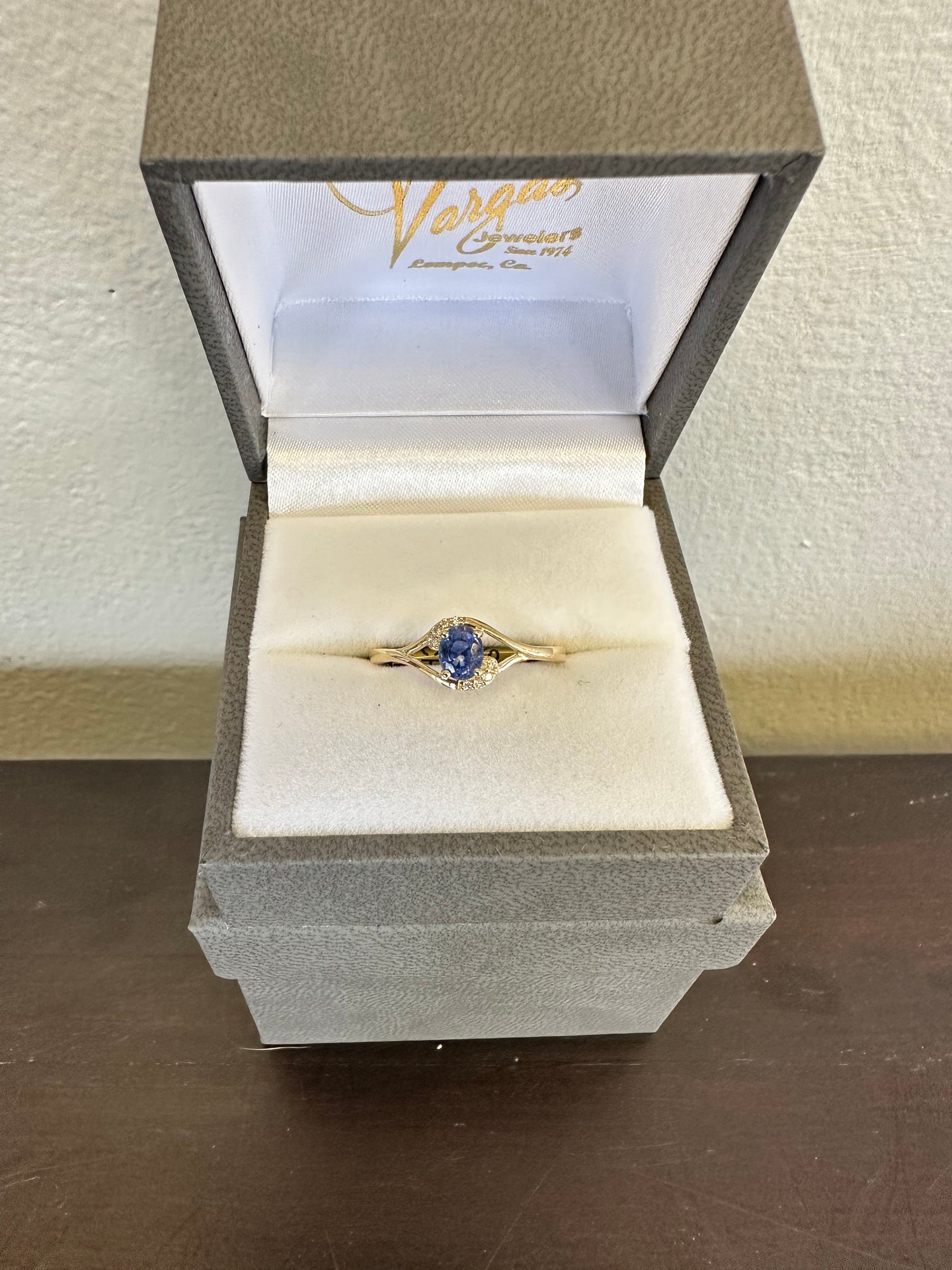Blue Sapphire Oval Center with Diamond Accents Ring