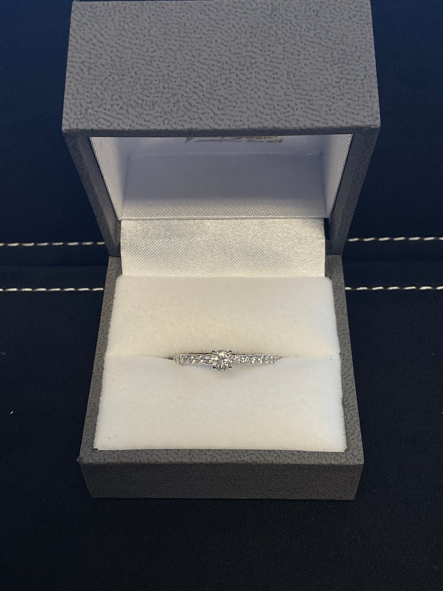 0.36CTW Round Brilliant Cut Diamond 14KT White Gold Rope Style Engagement Ring with Diamond Shank