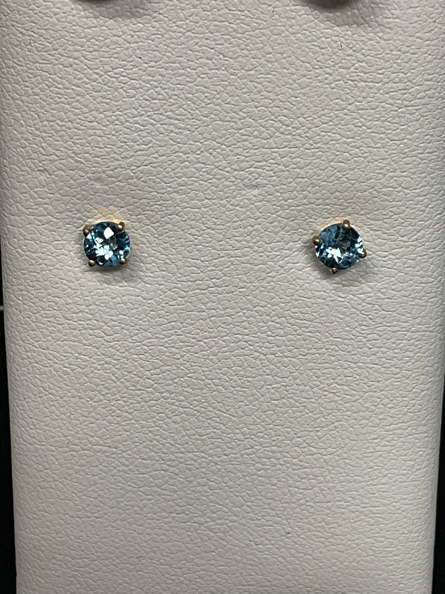 4MM Round Cut Stone 14KT Yellow/White Gold Stud Earrings