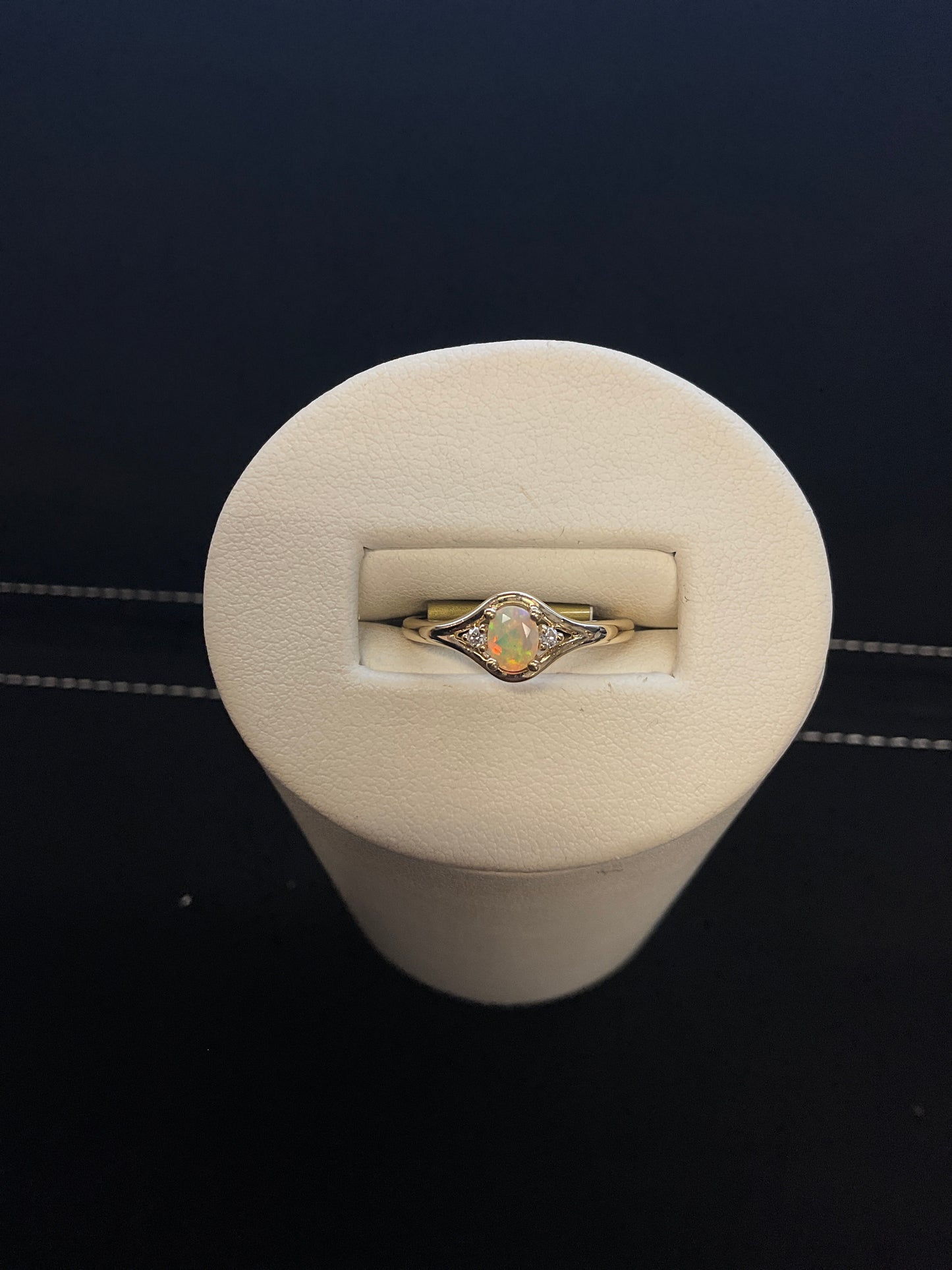 Oval Faceted Stone and Diamond Ring, 14YG, YCH: Y371000RY