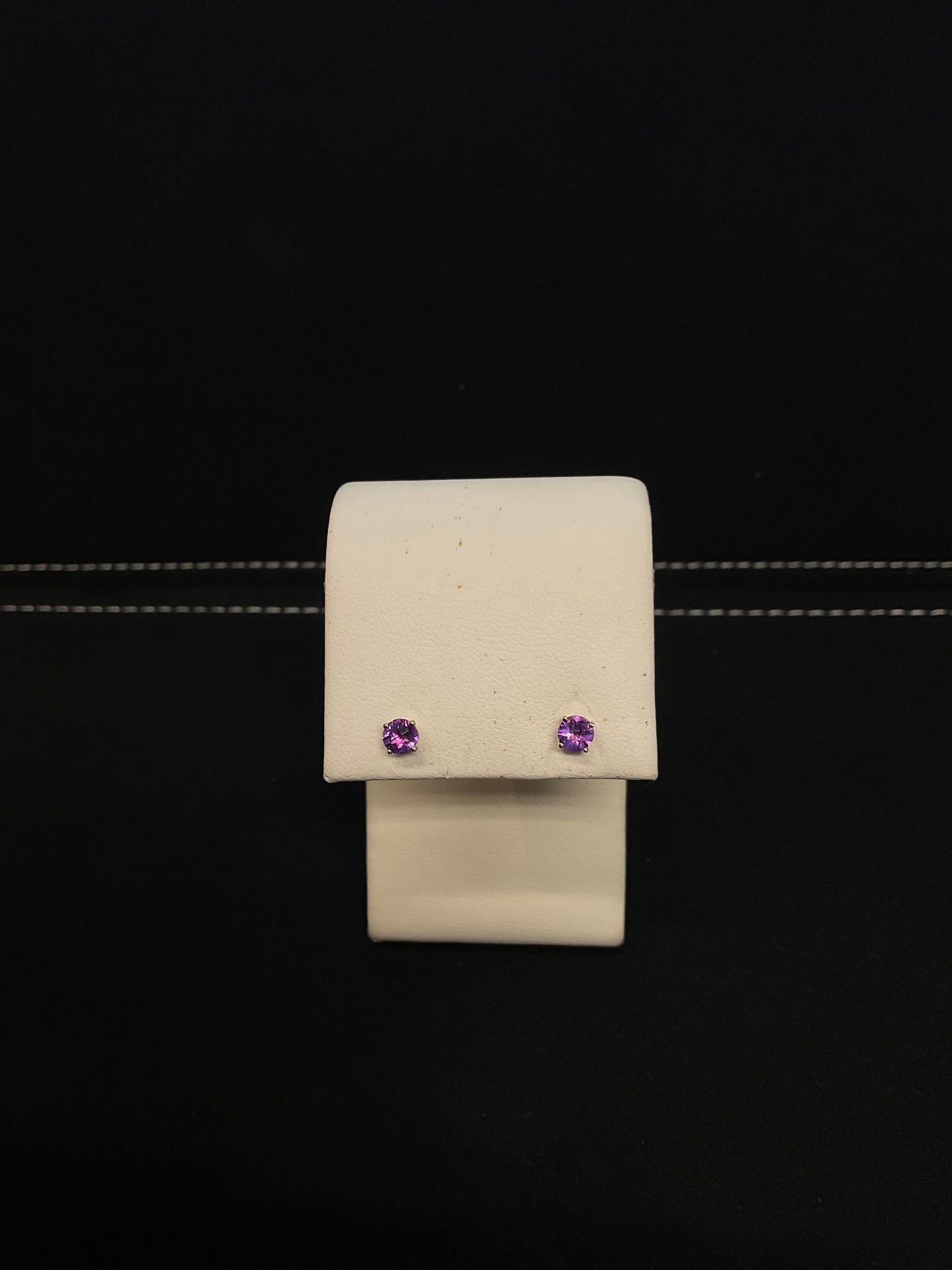 4MM Round Cut Stone 14KT Yellow/White Gold Stud Earrings