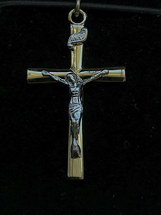 Sterling Silver Gold Plated Two Tone Crucifix Pendant