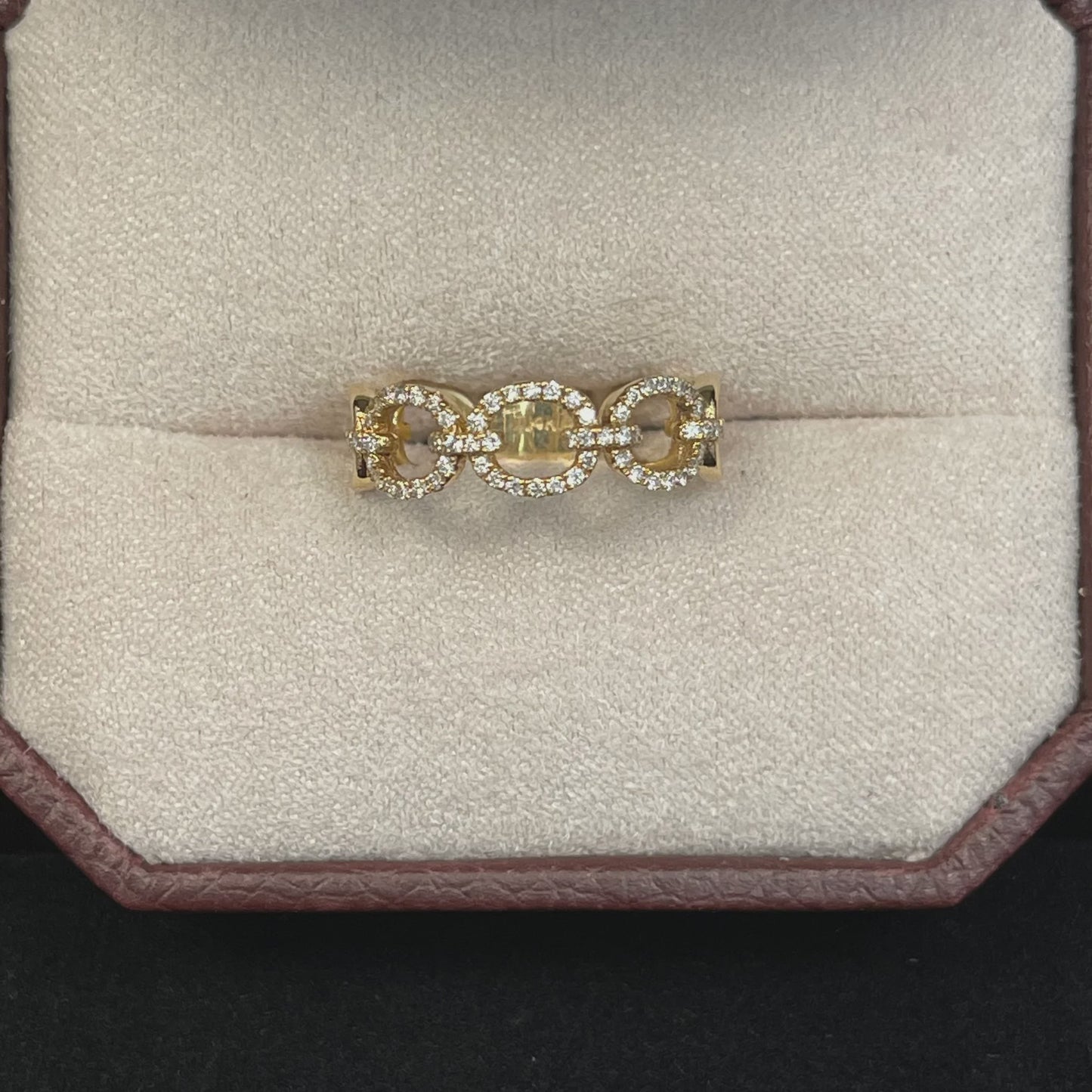 0.24CTW Round Brilliant Cut Diamond 14KT Yellow Gold Chain Link Ring