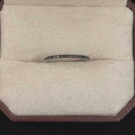 0.18CTW Round Brilliant Cut Black Diamond Prong Shared 14KT White Gold Band