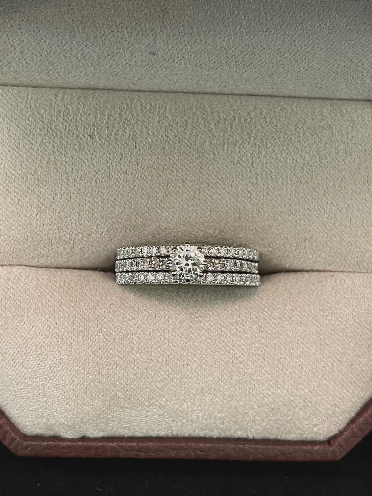 0.86CTW Round Brilliant Cut 14KT White Gold 3 Piece Wedding Set