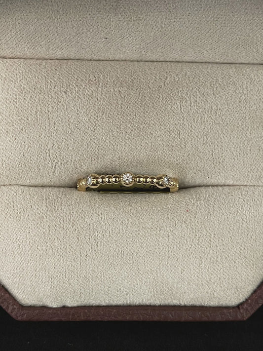 .19CTW, 14YG, (6.25) INORY, A5827, Stackable Diamond Band, 5-Dia's Separated by 3 Beads, DB-152, 5ABB-152Y-D, Abtin