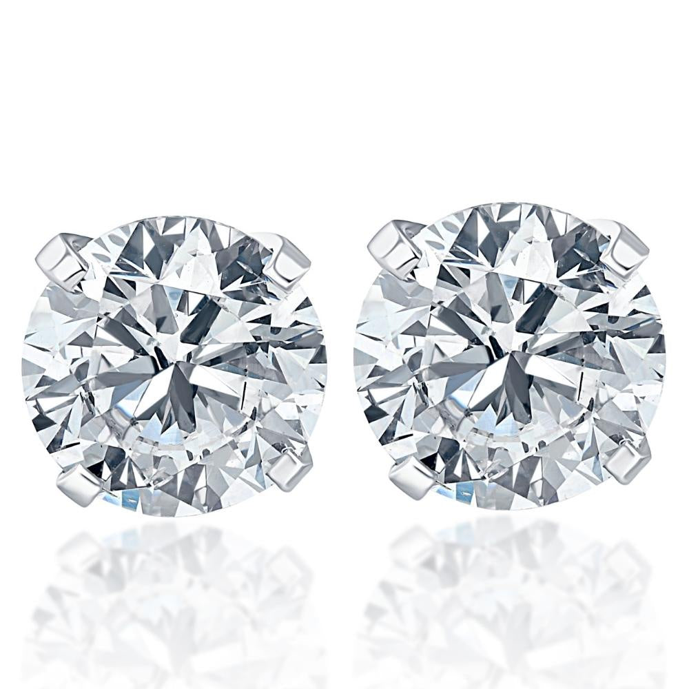 1/2 CTW 14KT White Gold Round Brilliant Cut Diamond Stud Earrings