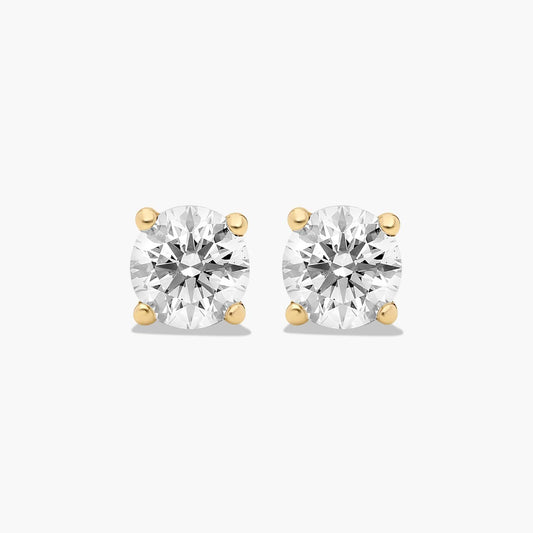 1/2 CTW 14KT Yellow Gold Round Brilliant Cut Diamond Stud Earrings