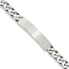 Sterling Silver Antiqued 8" Curb Link I.D. Bracelet