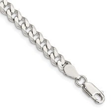 Sterling Silver 8" Solid Curb Link Bracelet