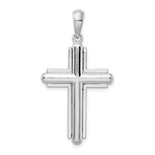 Sterling Silver Rounded Cross with Frame Pendant