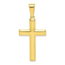 Sterling Silver Gold Plated Squared Polished Cross Pendant
