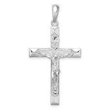 Sterling Silver Polished and Textured Crucifix Pendant