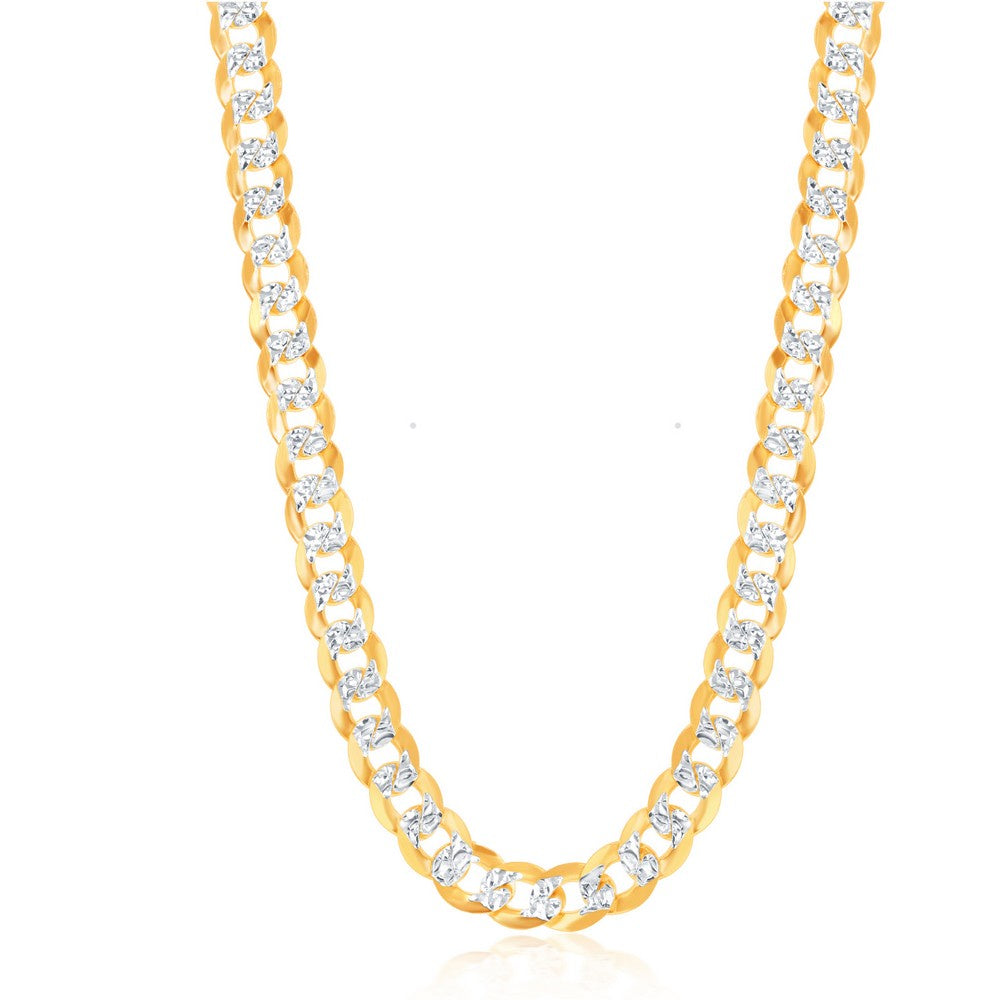 Sterling Silver Gold Plated Diamond Cut Cuban Link Chain