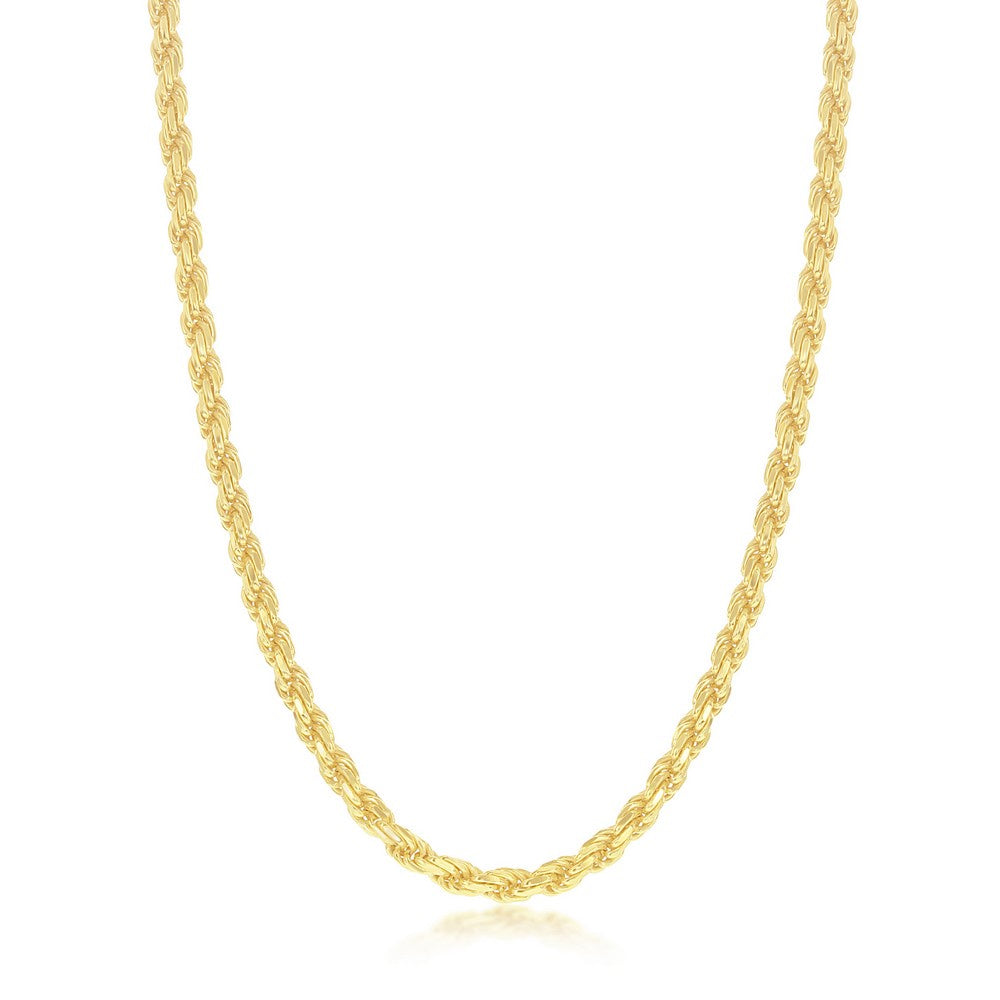 Sterling Silver Gold Plated Diamond Cut Rope Link Chain