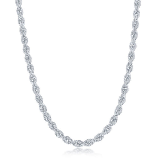 Sterling Silver Rhodium Plated Loose Rope Link Chain