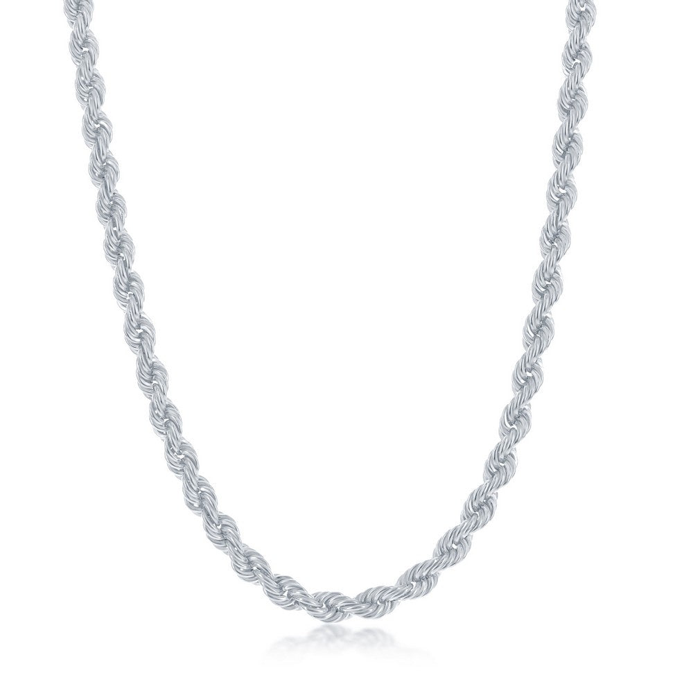 Sterling Silver Rhodium Plated Loose Rope Link Chain