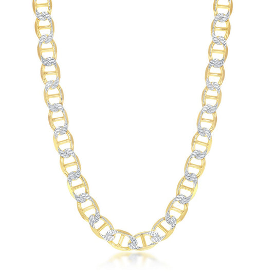 Sterling Silver Gold Plated Diamond Cut Marina Link Chain