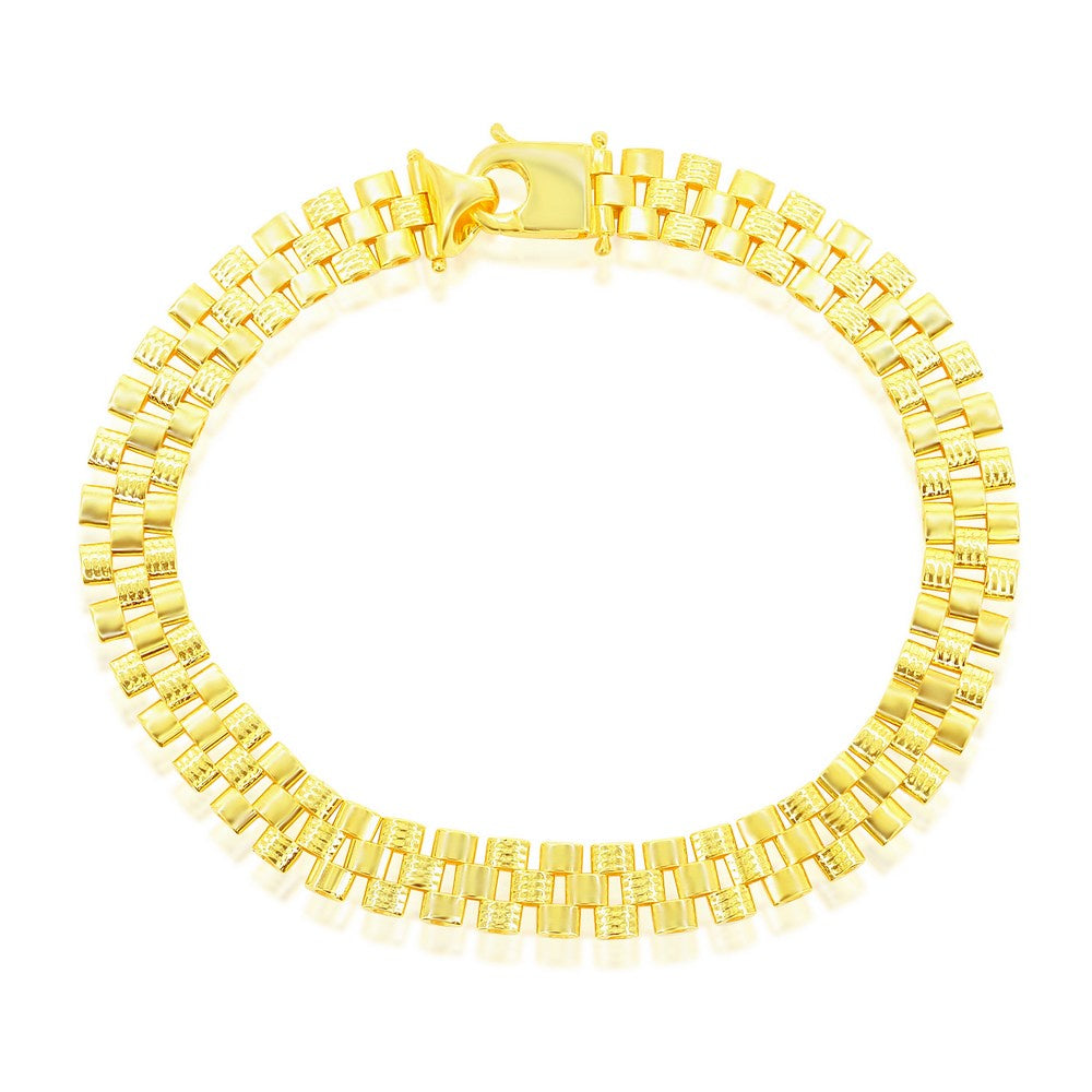 Sterling Silver Gold Plated Panther Link Bracelet