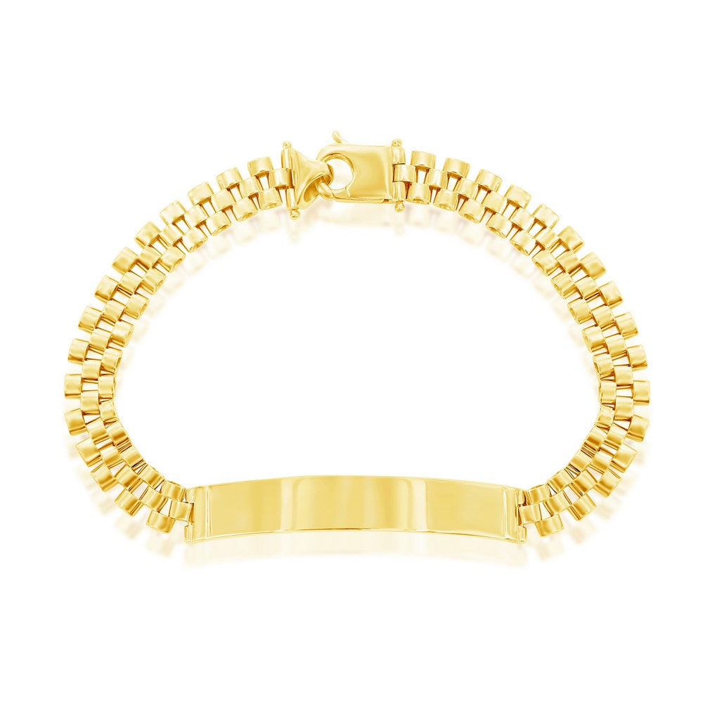 Sterling Silver Gold Plated Panther Link ID Bracelet