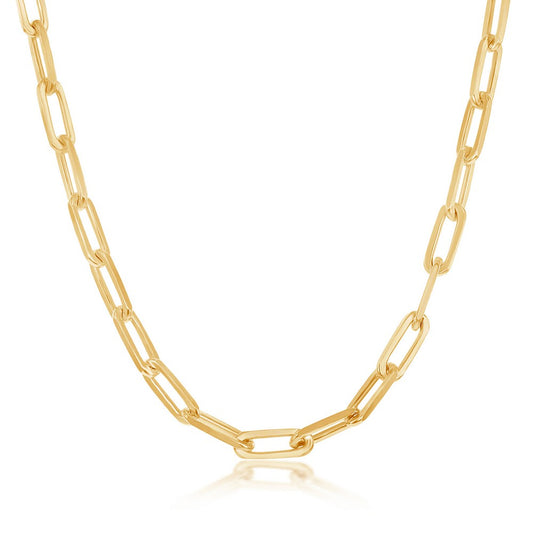 Sterling Silver Gold Plated Paperclip Link Chain