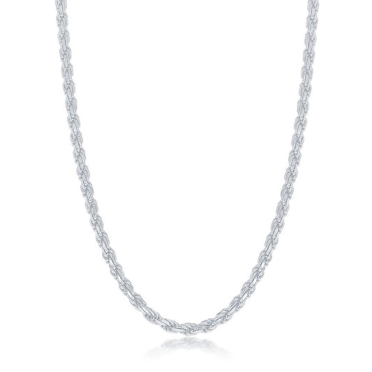 Sterling Silver Diamond Cut Rope Link Chain
