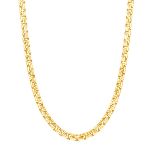 Sterling Silver Gold Plated Round Box Link Chain