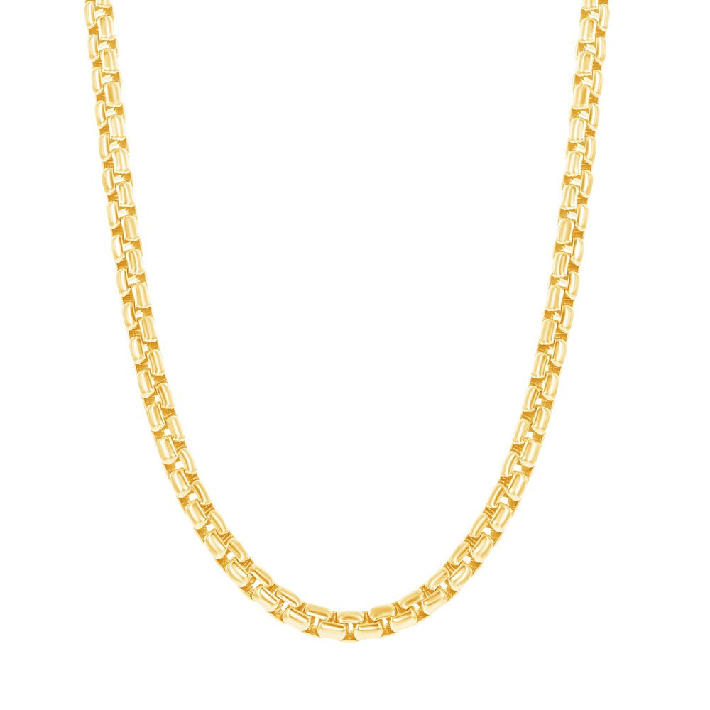 Sterling Silver Gold Plated Round Box Link Chain
