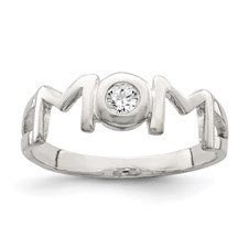 "MOM" Ring W/Bezel Set C/Z in the O, S/S, (7), QGC: QR2772-7 , UTR, (YD/ID), (DRY)