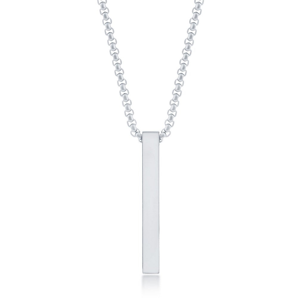 Stainless Steel Vertical Bar Necklace 18" Chain