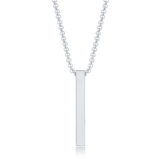 Stainless Steel Vertical Bar Necklace 18" Chain