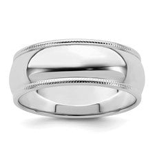 Sterling Silver Half Round Milgrain Band