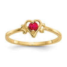 Round Cut Stone Set in 10KT Yellow Gold Heart Shape Ring