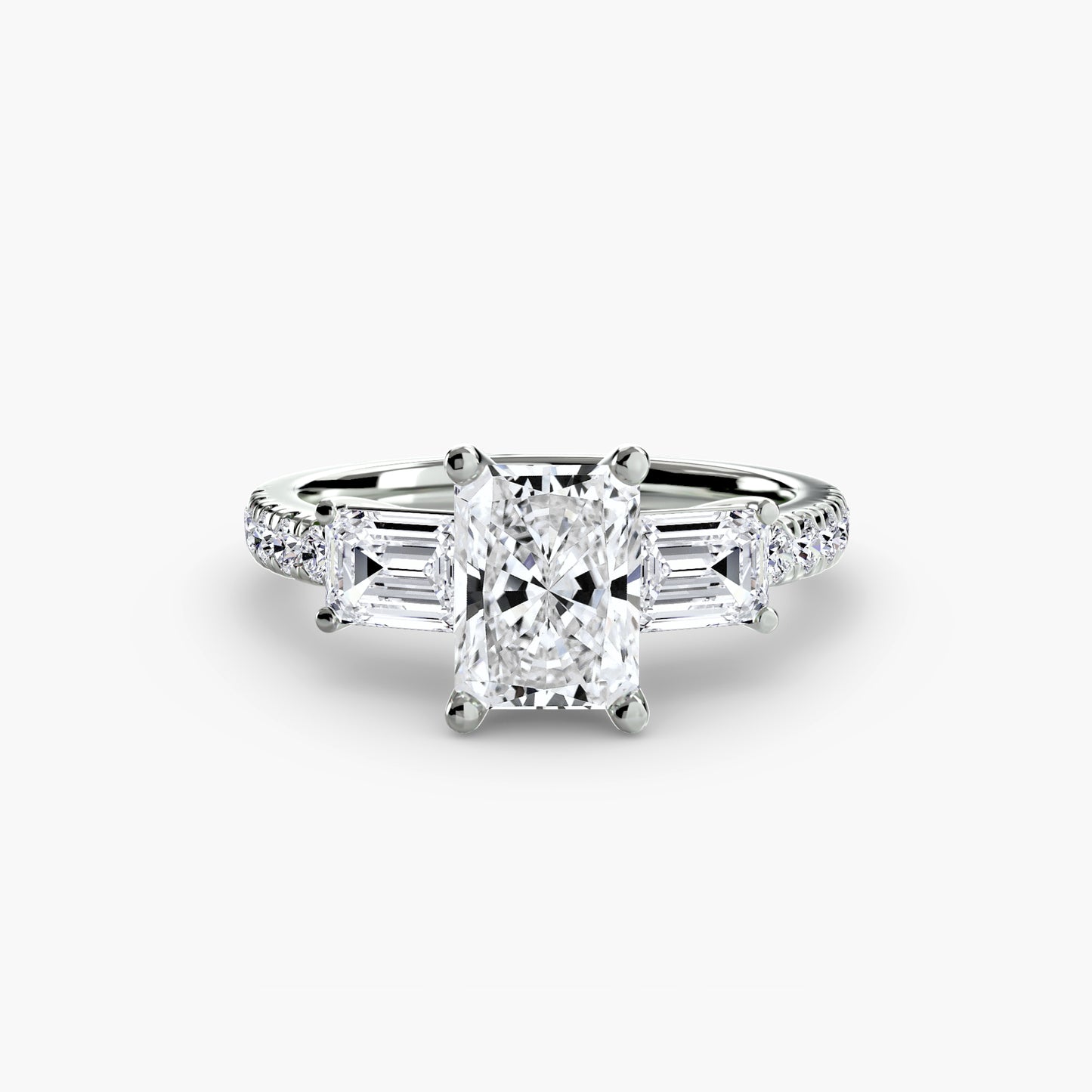 Three-Stone Ring with Pavé Band 4