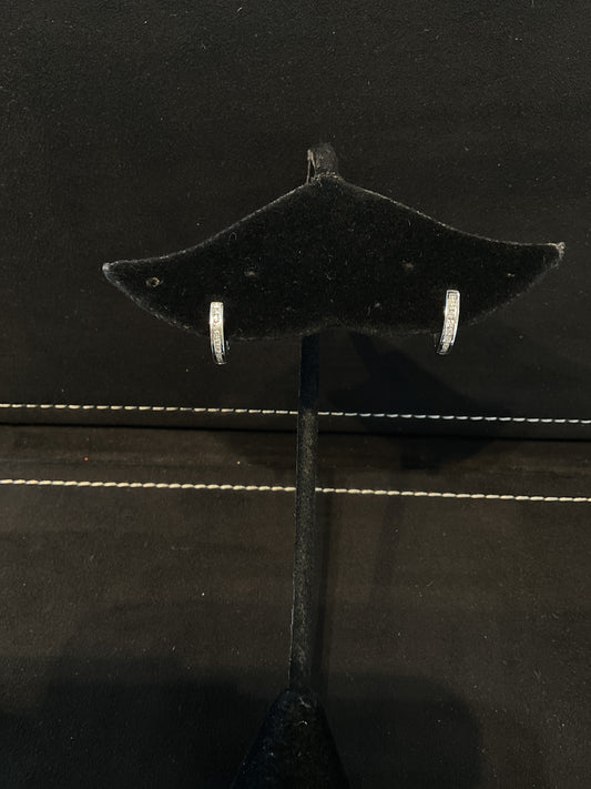 .16 CTW Round Brilliant Cut Diamond Channel Set 14KT White Gold Huggie Hoop Earrings