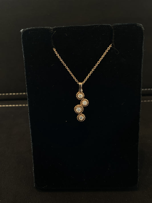 .16 CTW 4-Round Brilliant Cut 14KT Rose Gold Diamond Drop Pendant Necklace 18" Chain