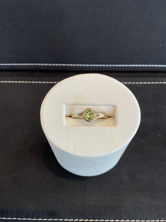 Oval Faceted Stone and Diamond Ring, 14YG, YCH: Y371000RY