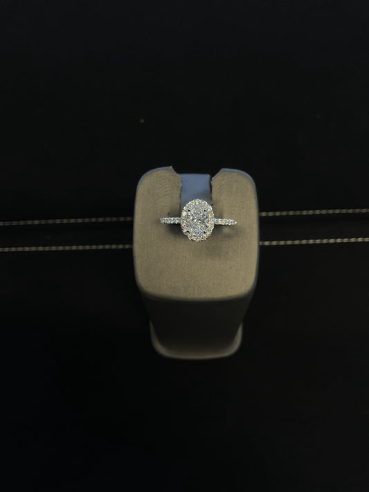 1.09CTW Lab Grown Dimond Oval Cut 14KT White Gold Engagement Ring